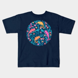 Colorful Chameleons in the Wild Grass Kids T-Shirt